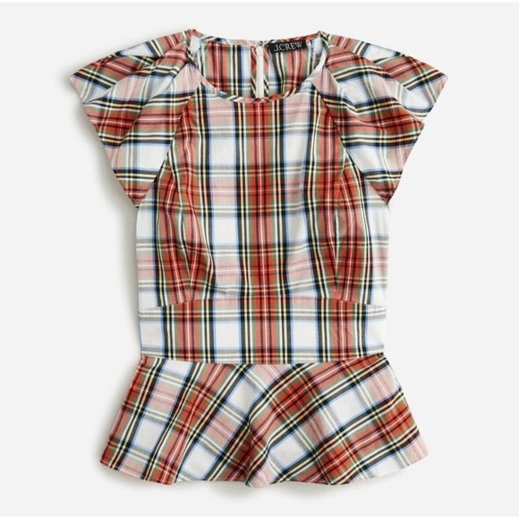 J. Crew Tartan Peplum Blouse, EUC - Picture 2 of 11